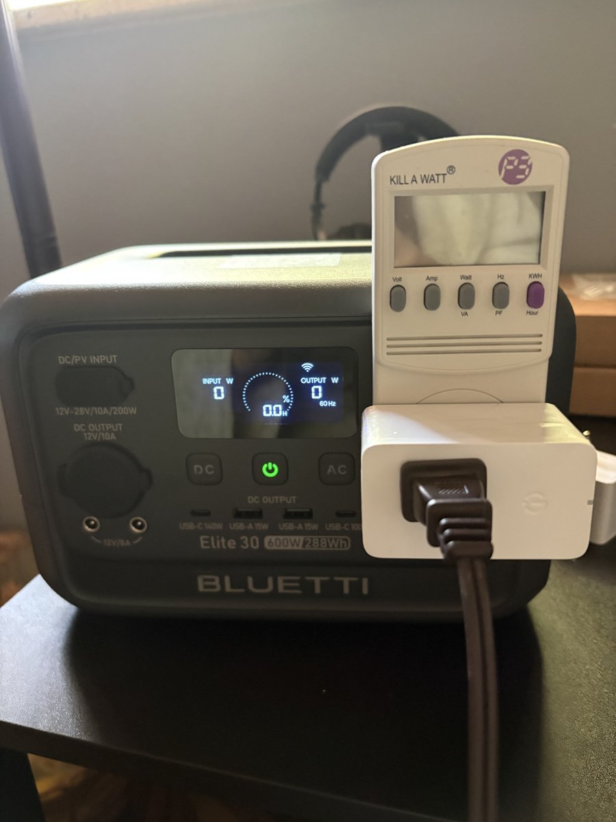 Bluetti after cutoff with AC off and Kill-A-Watt blank